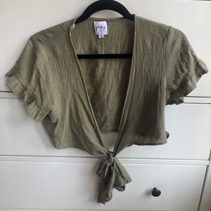 Princess Polly Green Tie Crop Top